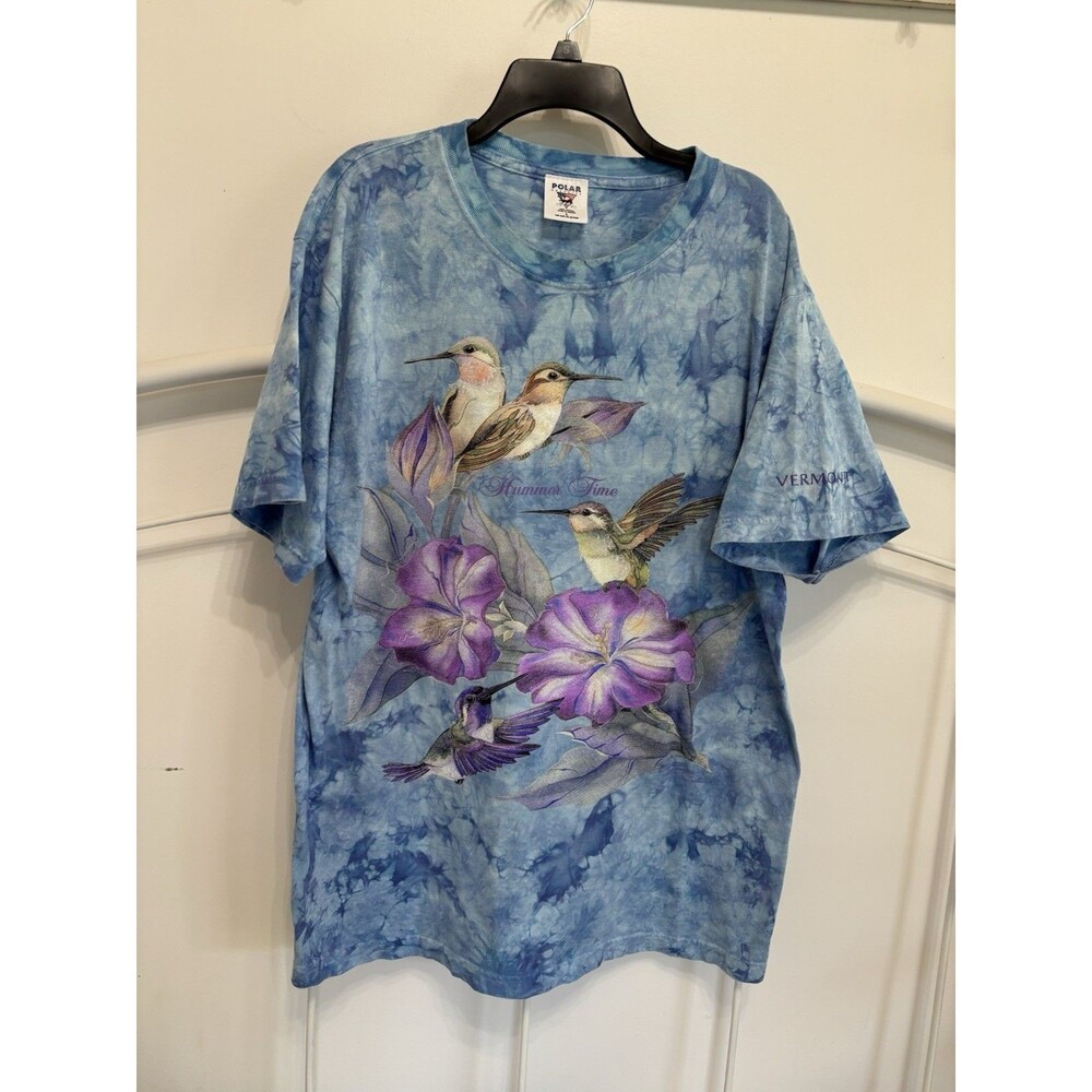 90’s Tie Dye Hummingbird Hummer Time Shirt Women’s Large Mom Shirt Crew Neck